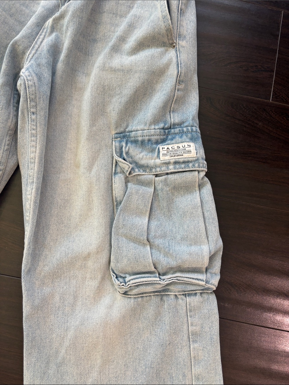 PacSun Pale Blue Wide Baggy Leg Cargo Jeans Size 28 x 30 - Picture 4 of 9